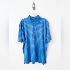 East Hampton Golf Club Shirt M Blue Striped F&G Tech